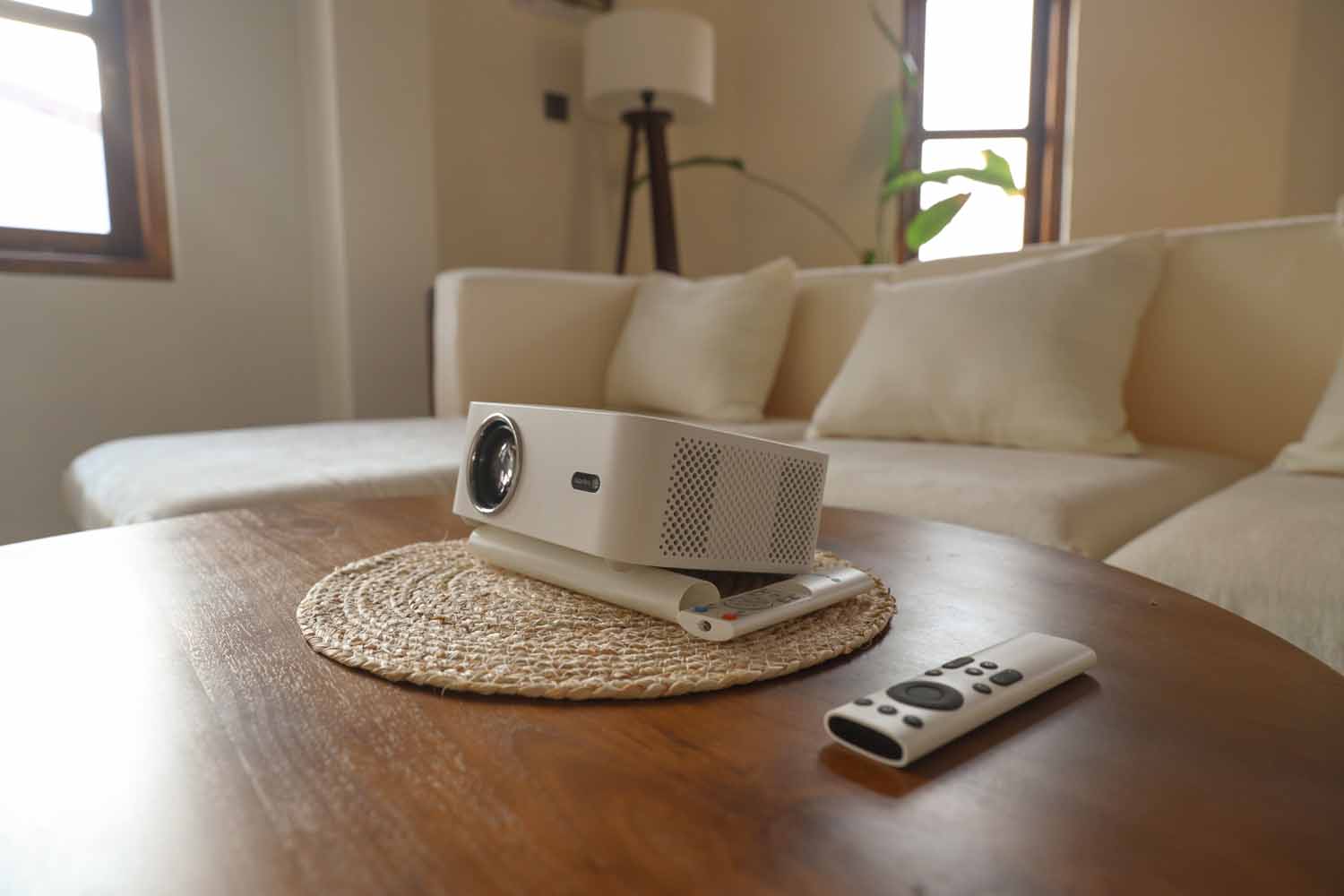 The living room. Watch your favorite shows from home on the projector.